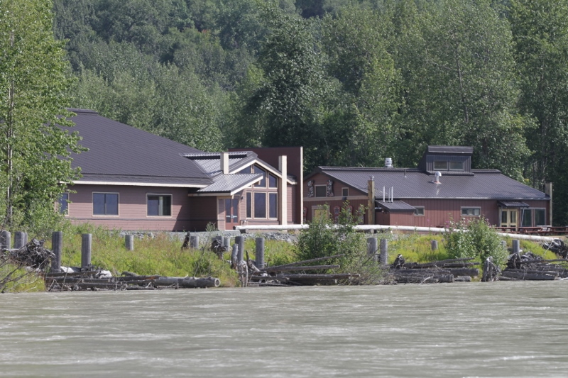 The Jilkaat Kwaan Heritage Center on the shore of the Chilkat River
